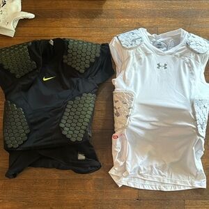 Football gear; socks/sleeves/compression shorts/padded chest shirt/back plate
